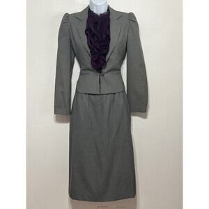 VTG Jean Nicole Corpcore Midi Skirt Set 5/6 Grey Preppy Classic Preppy RL Vibes